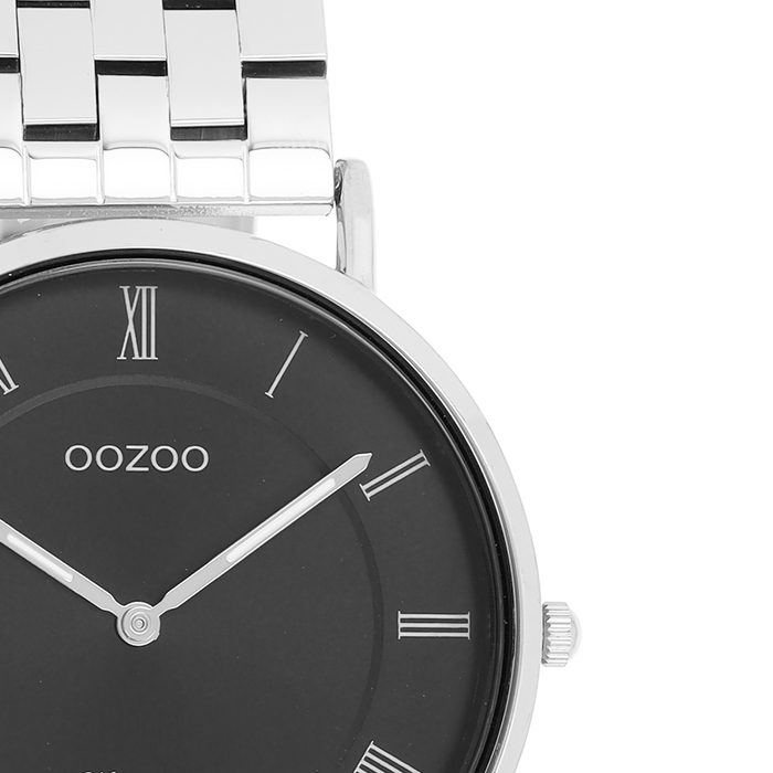 Oozoo Zilverkleurige OOZOO Horloge Met Roestvrijstalen Armband - C20366