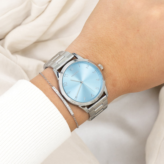 oozoo Zilverkleurige OOZOO horloge met roestvrijstalen armband - C11423