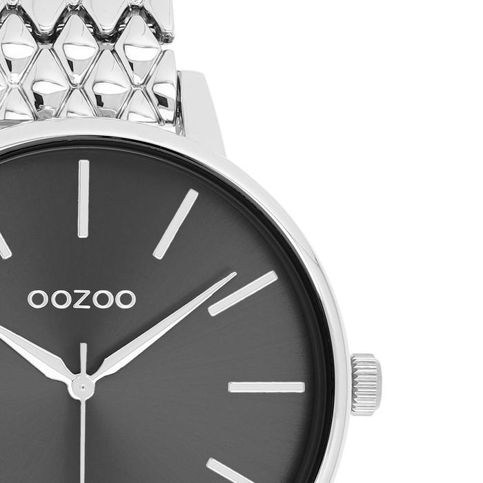 Oozoo Zilverkleurige OOZOO Horloge Met Roestvrijstalen Armband - C11434