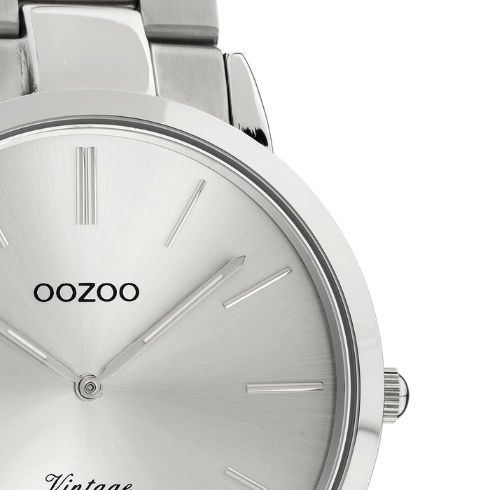Oozoo Zilverkleurige OOZOO Horloge Met Roestvrijstalen Armband - C20100