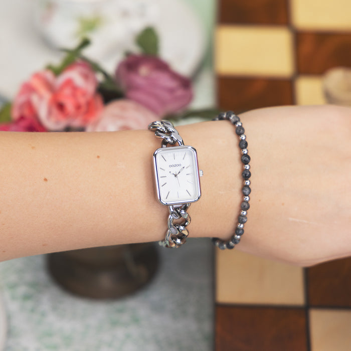 Oozoo Zilverkleurige OOZOO Horloge Met Schakelarmband - C11130