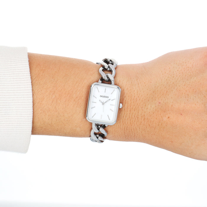Oozoo Zilverkleurige OOZOO Horloge Met Schakelarmband - C11130