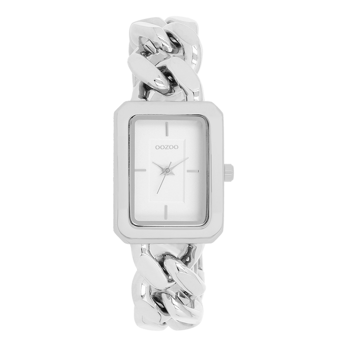 oozoo Zilverkleurige OOZOO horloge met schakelarmband - C11270