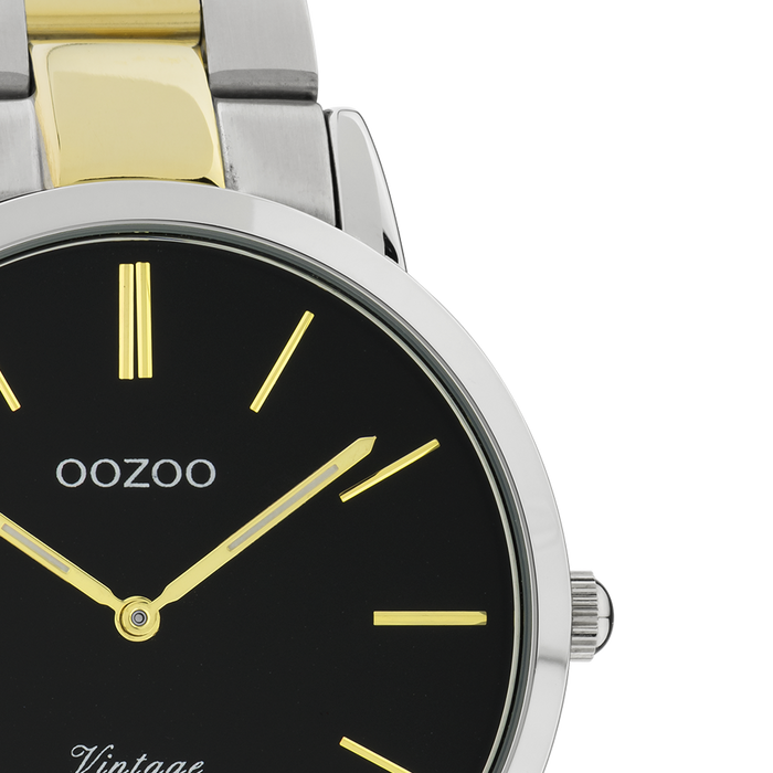 Oozoo Zilverkleurige OOZOO Horloge Met Zilver/goudkleurige Roestvrijstalen Armband - C20104