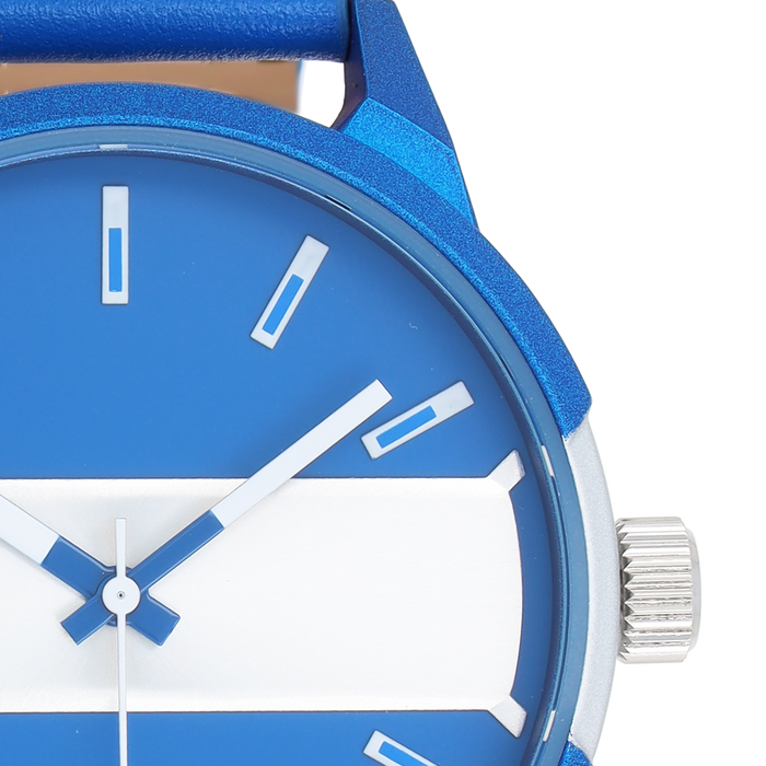 Oozoo Zwarte OOZOO Horloge Met Jeans Blauwe Leren Band - C11442