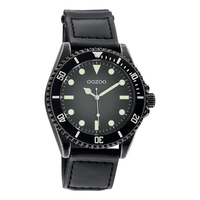 oozoo Zwarte OOZOO horloge met klittenband polsband - C11012