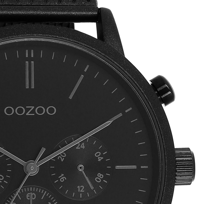 Oozoo Zwarte OOZOO Horloge Met Metalen Mesh Armband - C11204