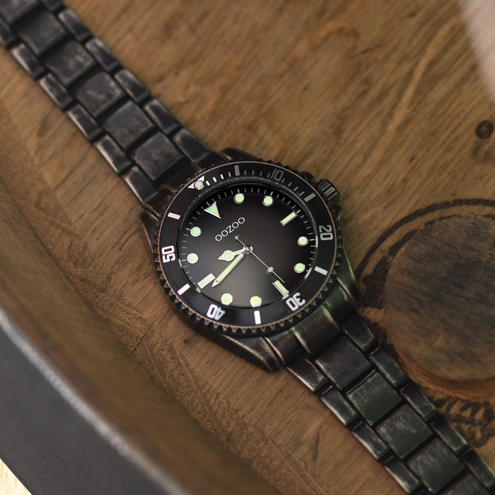 Oozoo Zwarte OOZOO Horloge Met Roestvrijstalen Armband - C11014