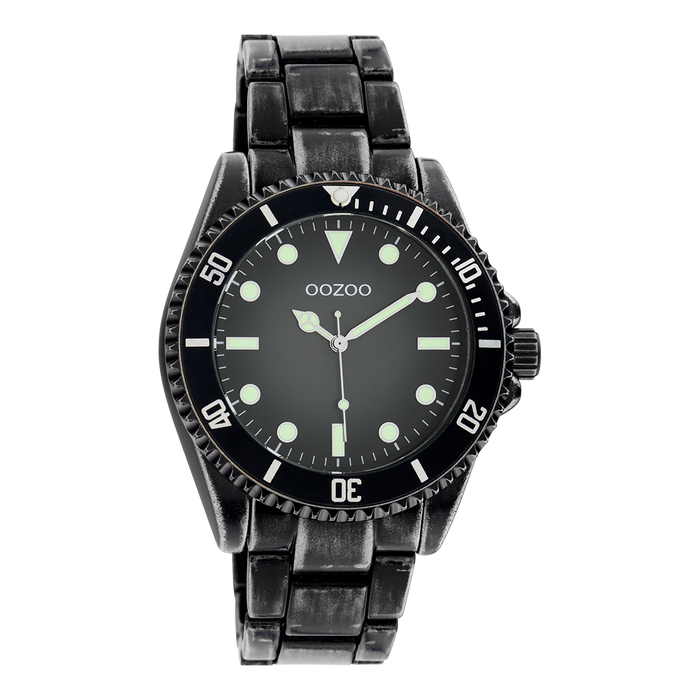 oozoo Zwarte OOZOO horloge met roestvrijstalen armband - C11014
