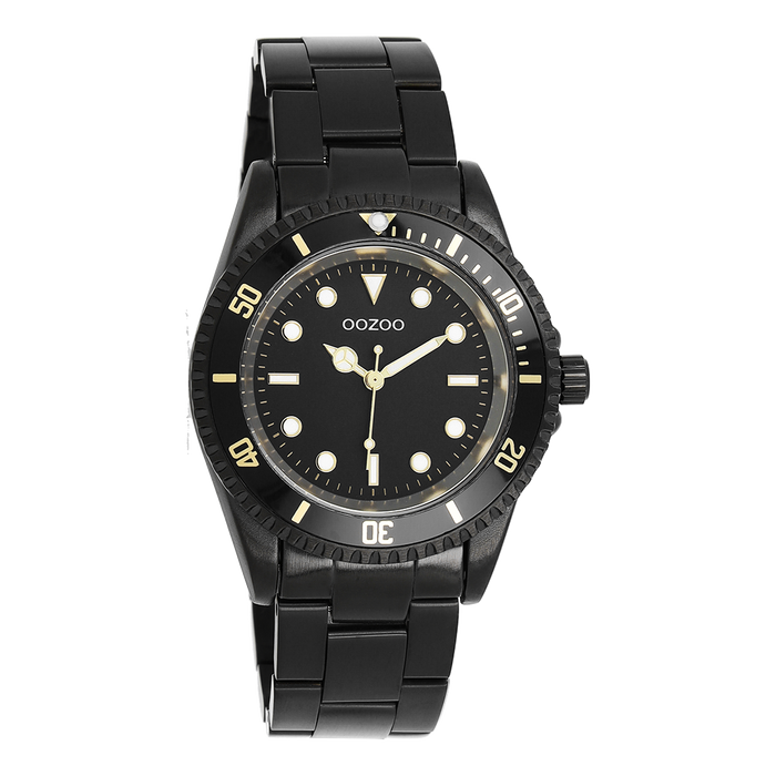 oozoo Zwarte OOZOO horloge met roestvrijstalen armband - C11149