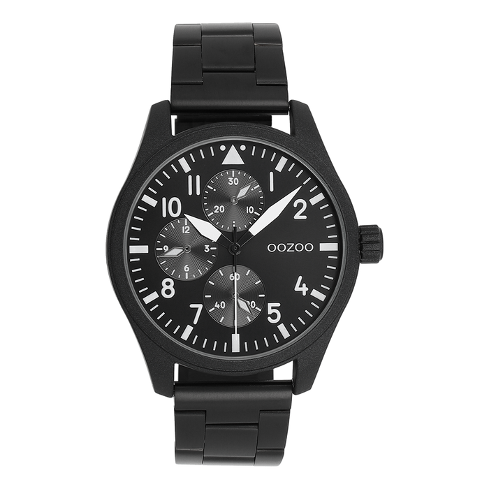 oozoo Zwarte OOZOO horloge met roestvrijstalen armband - C11509