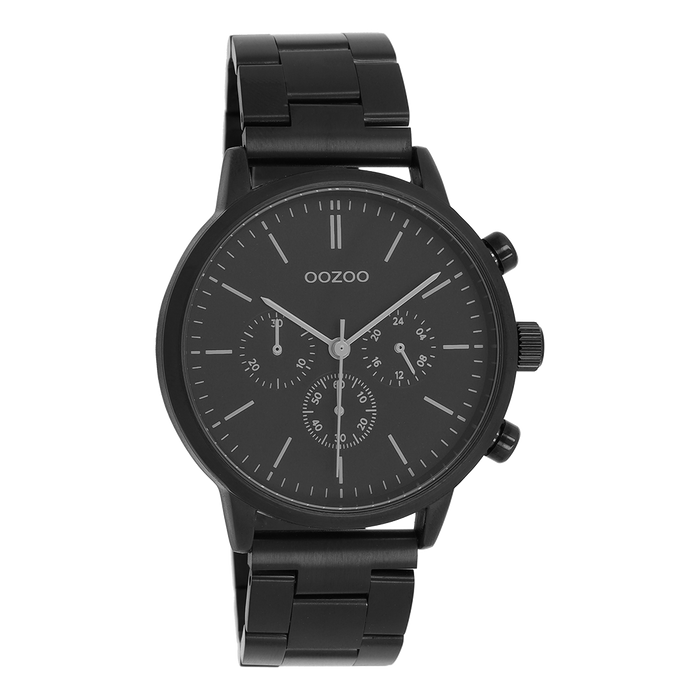 oozoo Zwarte OOZOO horloge met roestvrijstalen armband - C11409
