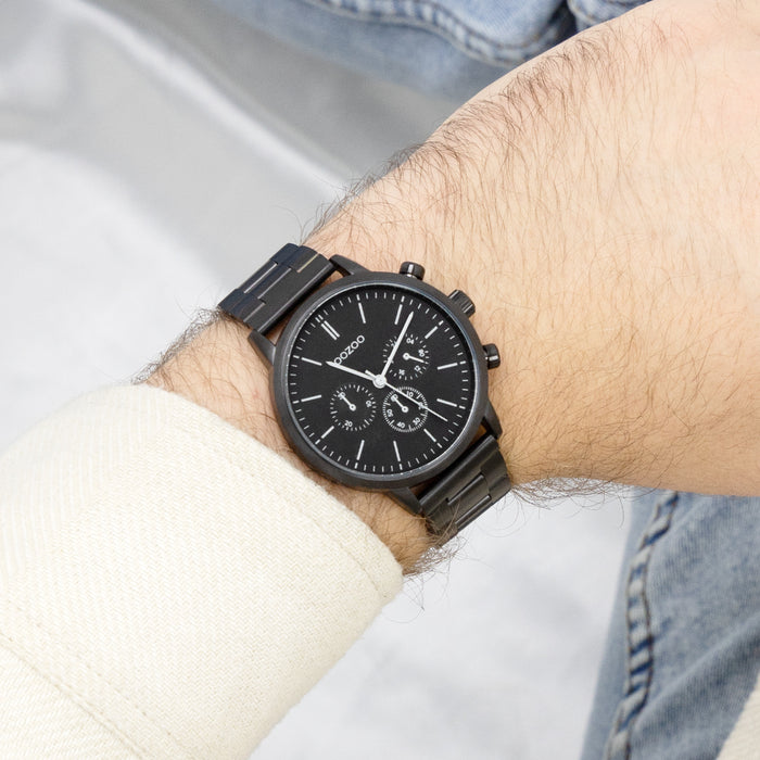 Oozoo Zwarte OOZOO Horloge Met Roestvrijstalen Armband - C11409