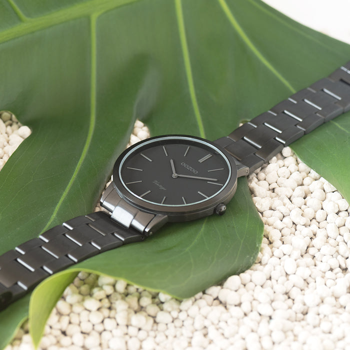 Oozoo Zwarte OOZOO Horloge Met Roestvrijstalen Armband - C20025