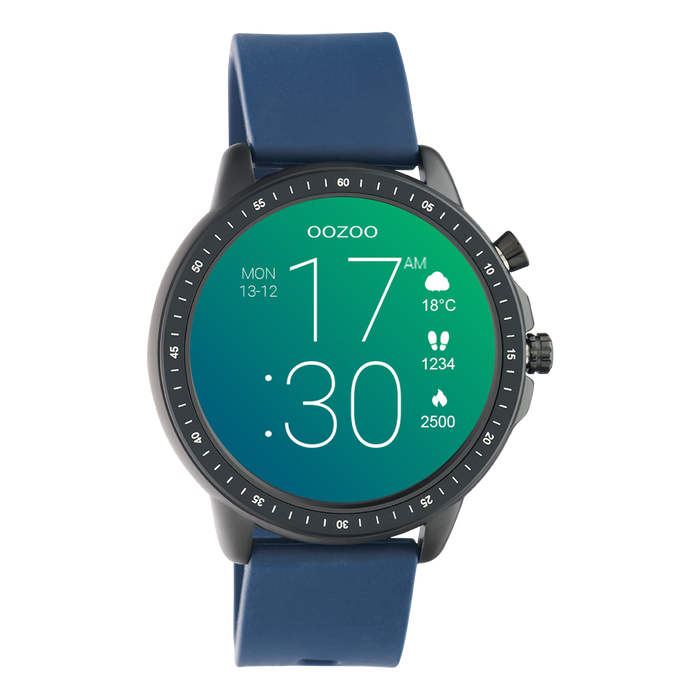 oozoo Zwarte OOZOO smartwatch met donker blauwe rubber band - Q00332 oozoo Zwarte OOZOO smartwatch met donker blauwe rubber band - Q00332