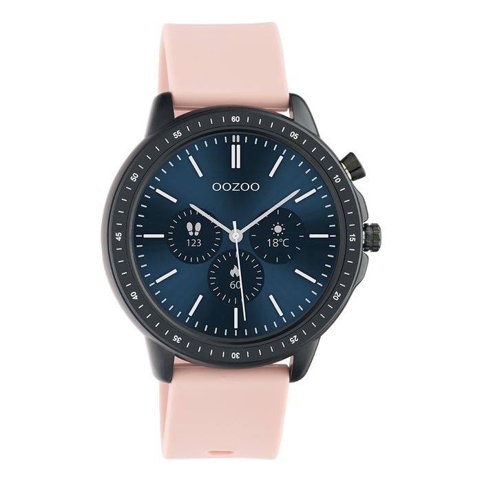 oozoo Zwarte OOZOO smartwatch met grijs roze rubber band - Q00329