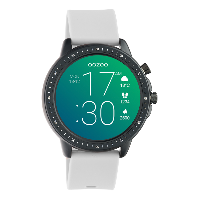 oozoo Zwarte OOZOO smartwatch met steengrijze rubber band - Q00328