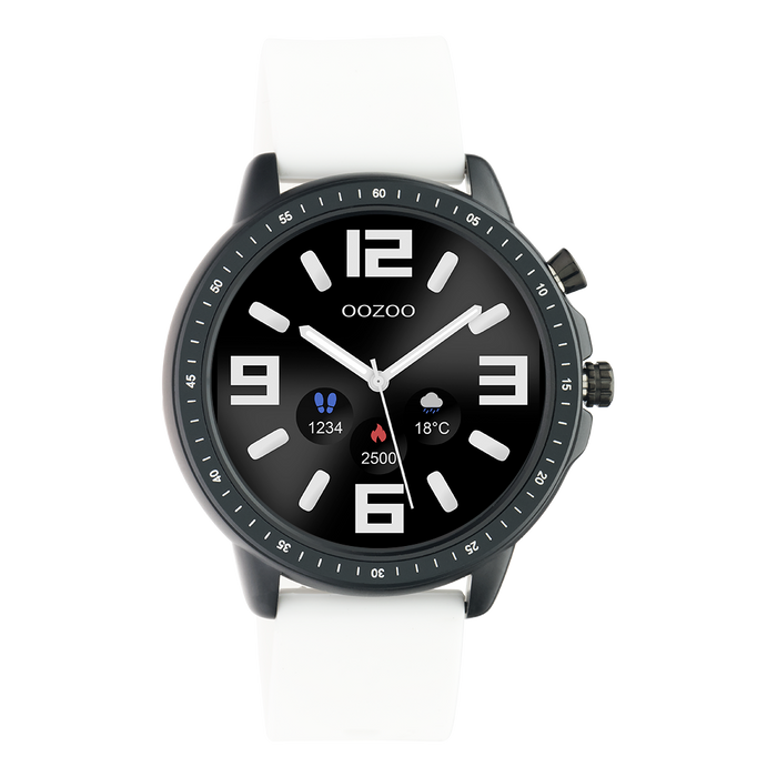 oozoo Zwarte OOZOO smartwatch met witte rubber band - Q00327
