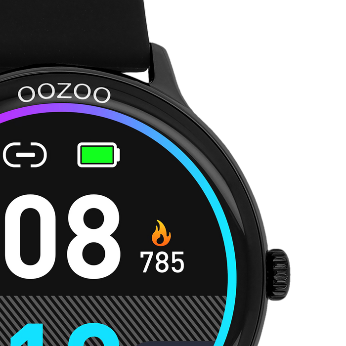 Oozoo Zwarte OOZOO Smartwatch Met Zwarte Rubber Band - Q00134