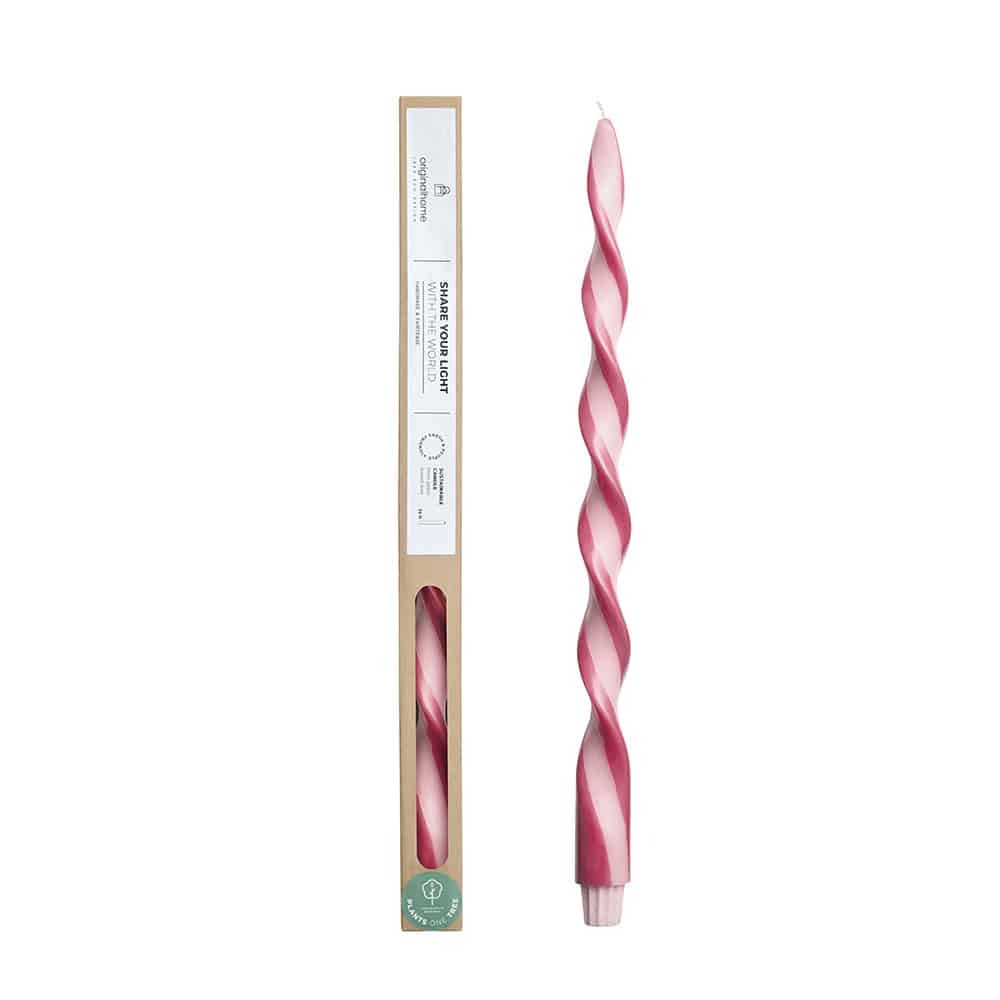 originalhome Big Duo Spiral Candle – Raspberry – 40 cm