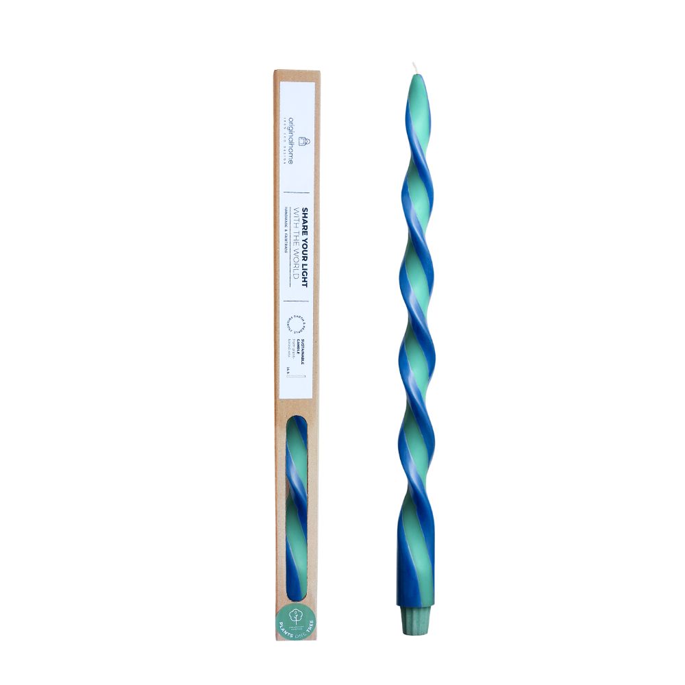 originalhome Big Duo Spiral Candle – Sea – 40 cm
