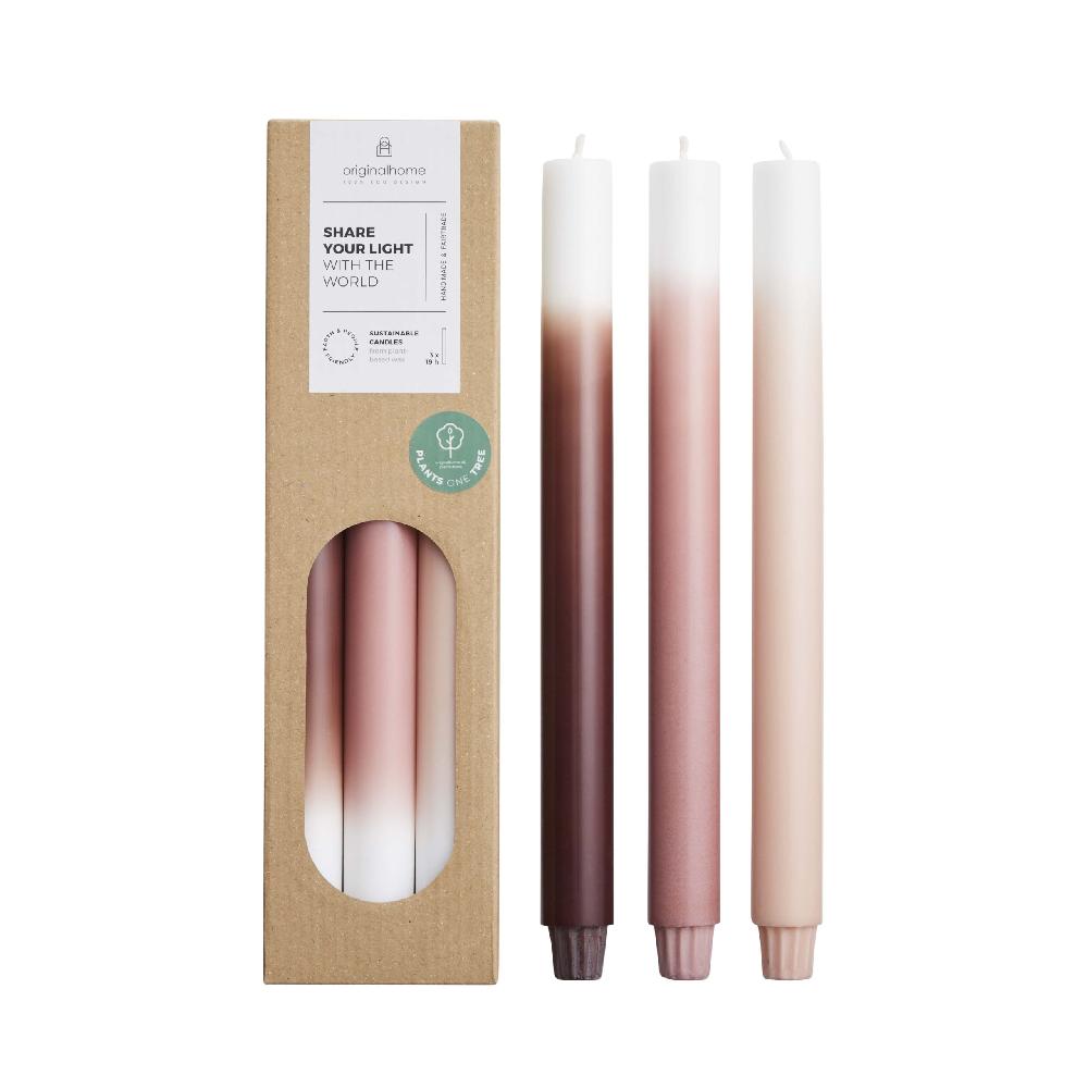 originalhome Gradient Candles Dusty Rose – S/3