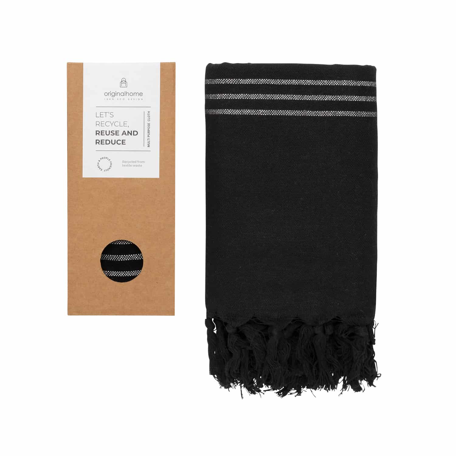 originalhome Summer Cloth Recycled S – Black (striped)