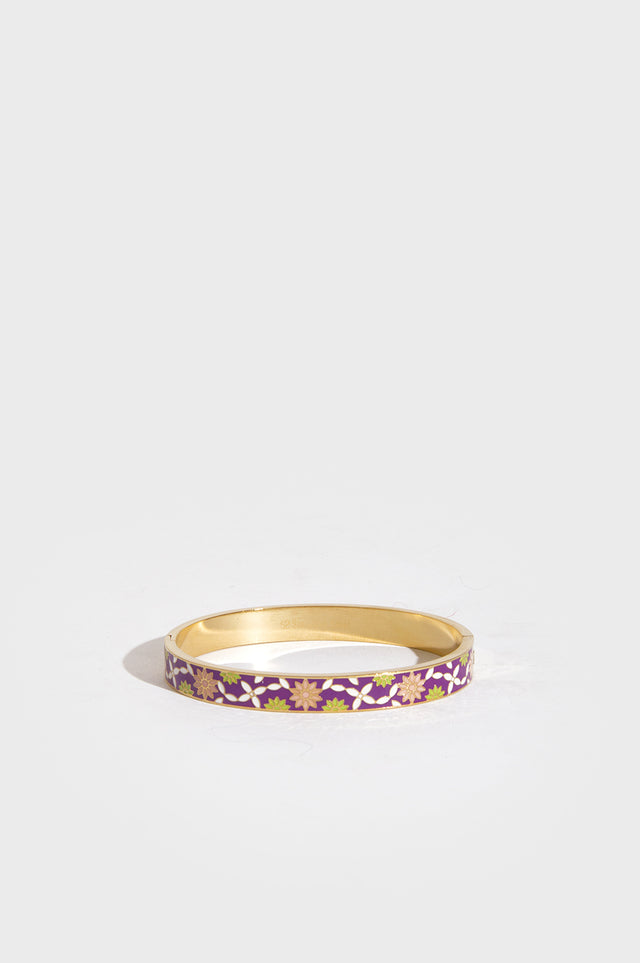 orla antwerp Brede Ovale Klik Armband Bloemen Paars