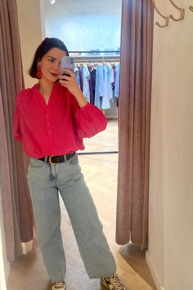 Orla Antwerp Bardot Geruite Blouse