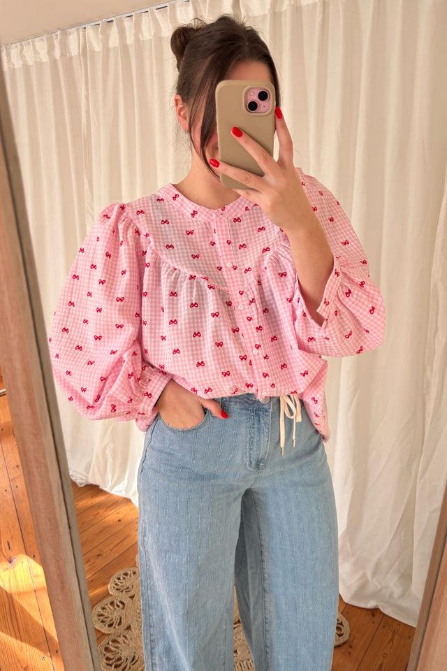 Orla Antwerp Bibi Geruite Strikjes Blouse