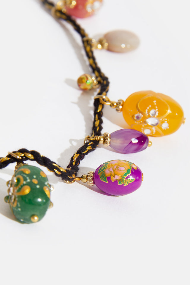 Orla Antwerp Geweven Bedel Halsketting Zwart