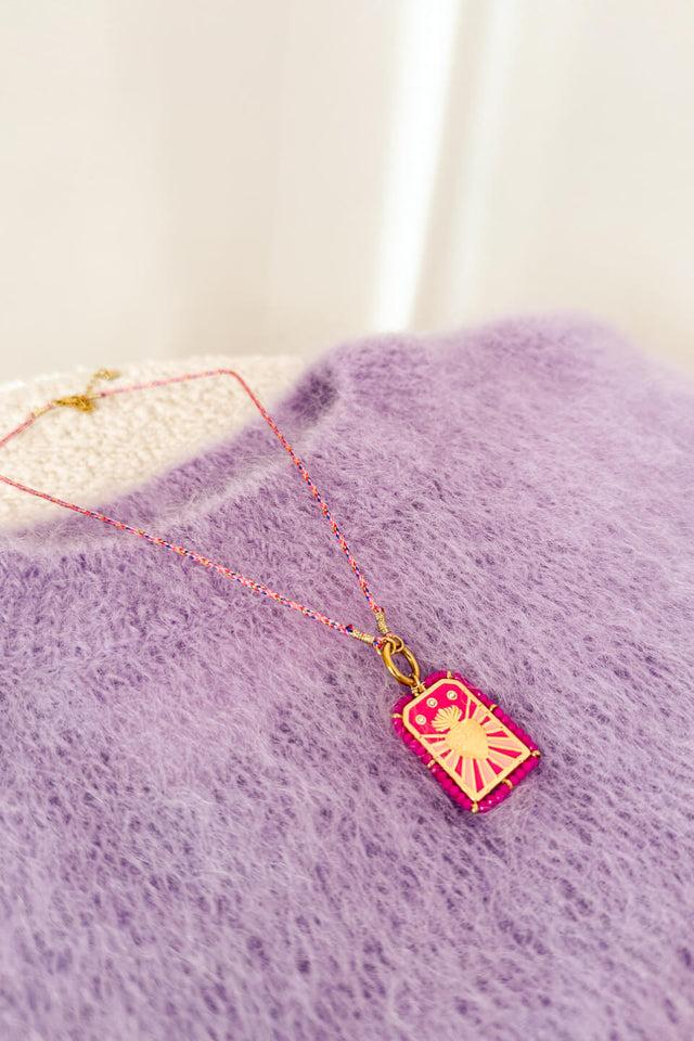 Orla Antwerp Khloe Hart Bedel Halsketting Fuchsia