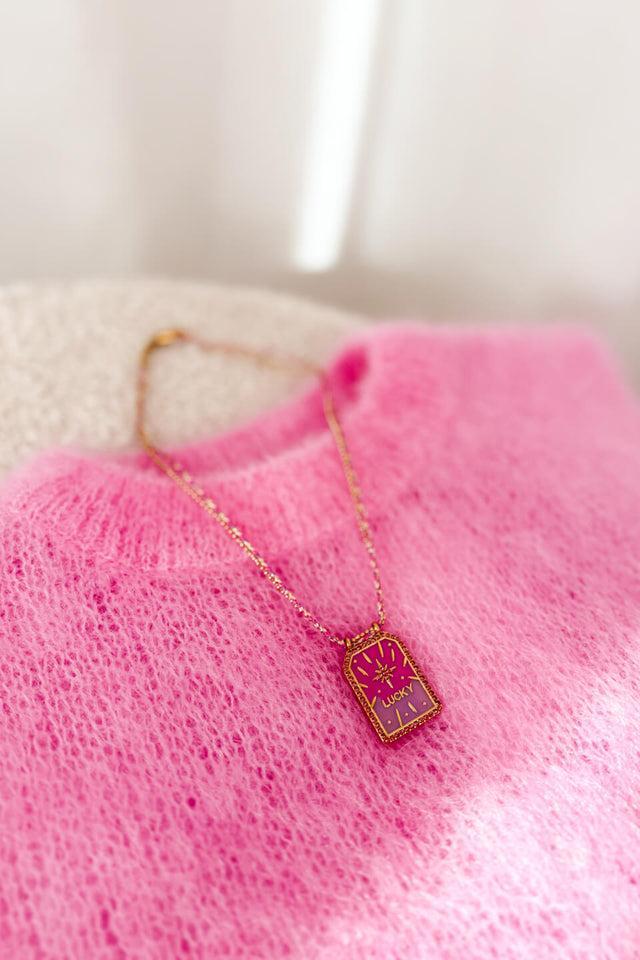 Orla Antwerp Kyla Lucky Bedel Halsketting Fuchsia