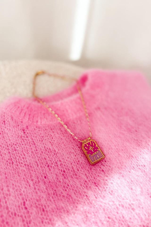 Orla Antwerp Kyla Lucky Bedel Halsketting Fuchsia