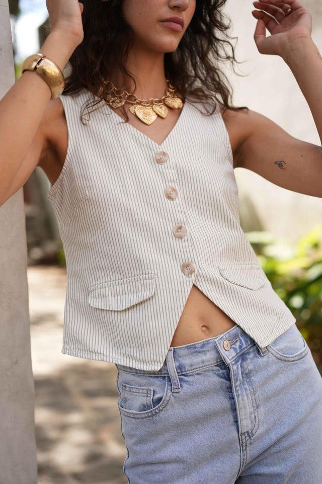 Orla Antwerp Talya Denim Jeans Gestreepte Gilet