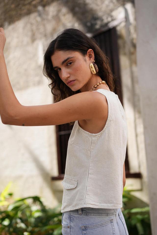 Orla Antwerp Talya Denim Jeans Gestreepte Gilet