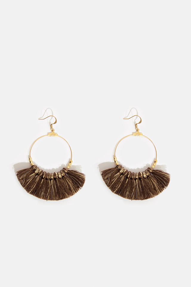 orla antwerp Tassel Lurex Oorbellen Bruin