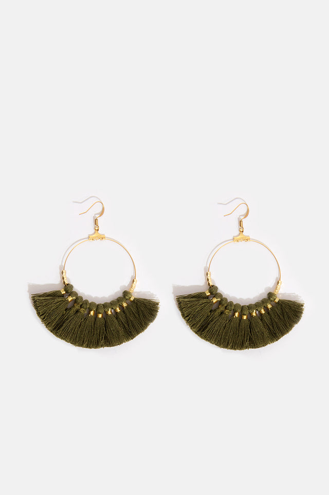 orla antwerp Tassel Oorbellen Khaki