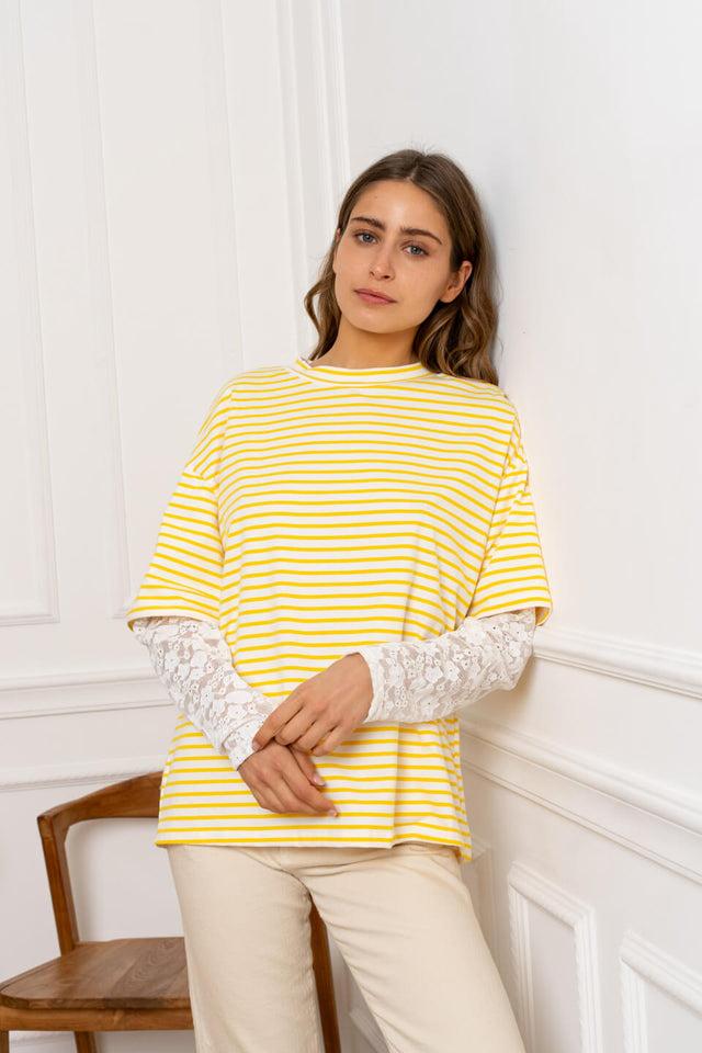 orla antwerp Tosca Gestreept Kant T-Shirt