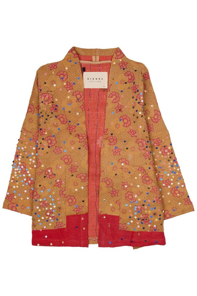 orla antwerp Tyler Handgemaakte Licht Oranje Pailletten Kantha Jas