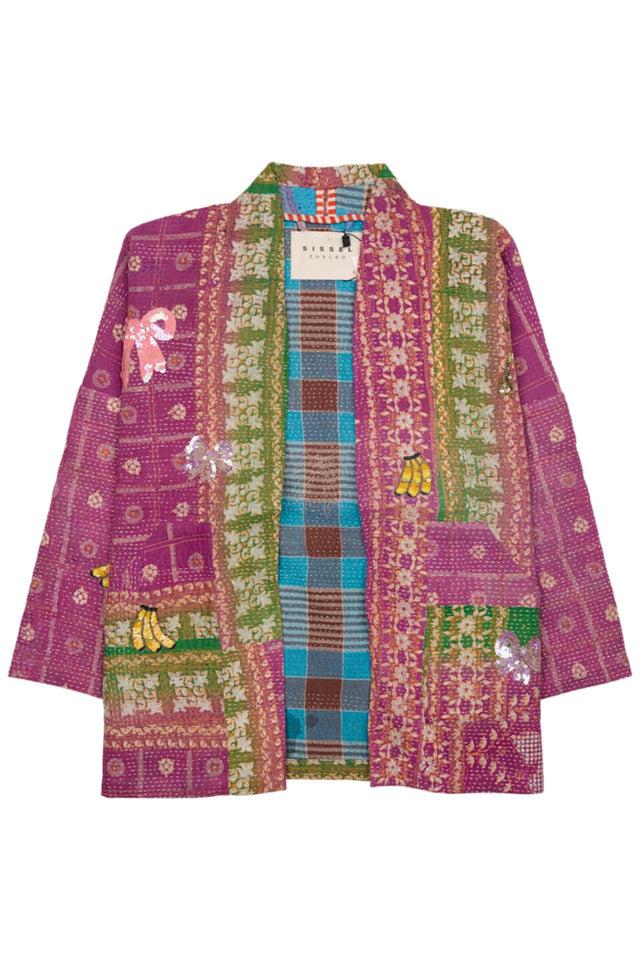 orla antwerp Tyler Handgemaakte Paarse Pailletten Kantha Jas