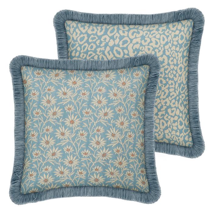 palais Dubbelzijdig Kussen Mako Lichtblauw & Ecru x Maya Lichtblauw & Ecru