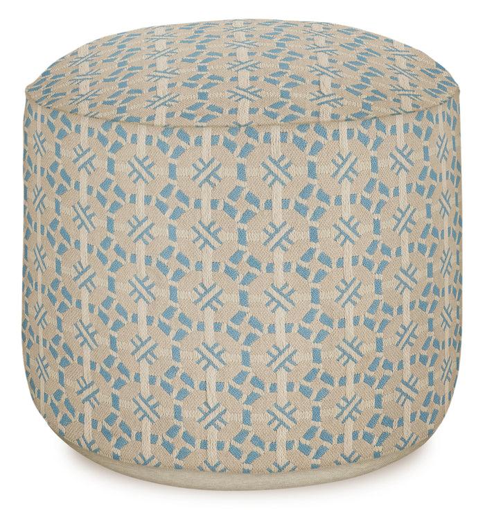 palais Outdoor Poef Coco Lichtblauw & Ecru