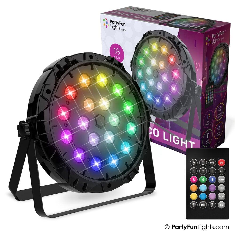 partyfunlights PartyFunLights 18 LED PAR Disco Lamp met afstandsbediening partyfunlights PartyFunLights 18 LED PAR Disco Lamp met afstandsbediening