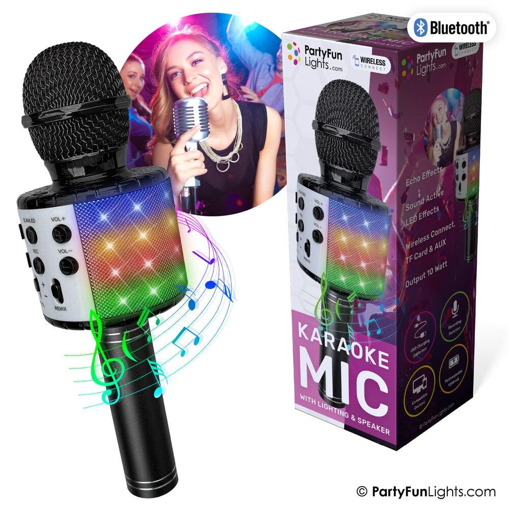 partyfunlights PartyFunLights Bluethooth Karaoke Microphone met Lichteffecten en Luidspreker in Zwart