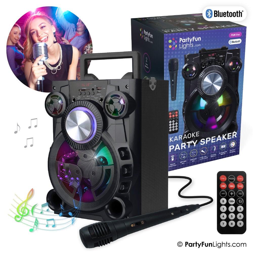 partyfunlights PartyFunLights Bluetooth Karaoke Party Speaker met microfoon en afstandsbediening