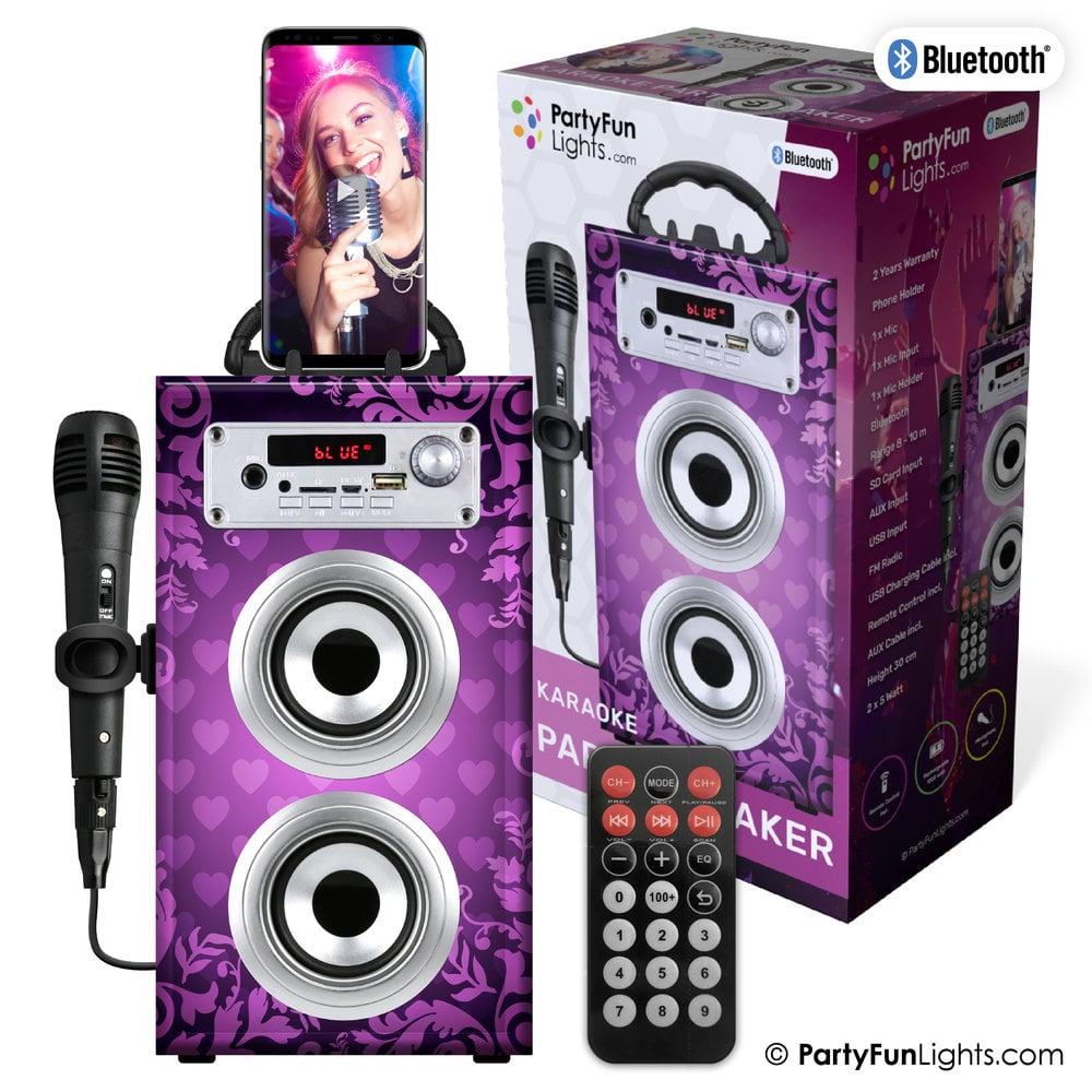 partyfunlights PartyFunLights Bluetooth karaoke party speaker - microfoon - afstandsbediening