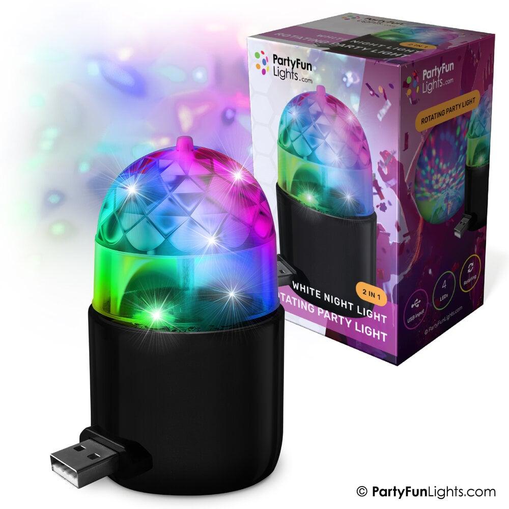 partyfunlights PartyFunLights Disco Light met 4 LED's kleurverandering en roterende lichteffecten USB-voeding