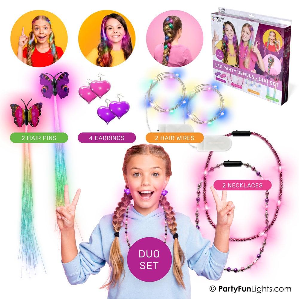 partyfunlights PartyFunLights DUO SET Party Jewels LED Sieraden - set van 10 - knipperend en meerkleurig - incl. batterijen partyfunlights PartyFunLights DUO SET Party Jewels LED Sieraden - set van 10 - knipperend en meerkleurig - incl. batterijen