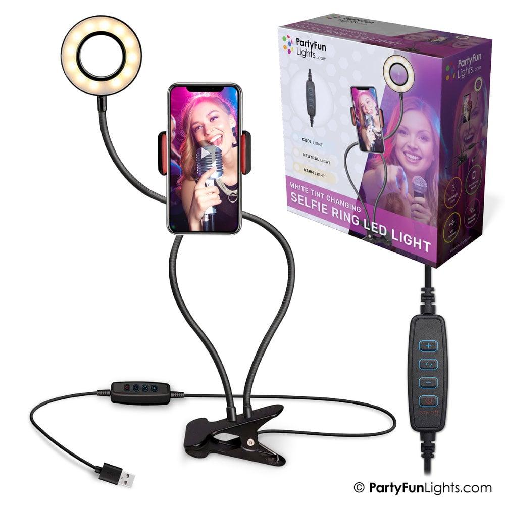 partyfunlights PartyFunLights Selfie Ringlamp LED - flexibele klem met telefoonhouder - USB - diameter 9 cm partyfunlights PartyFunLights Selfie Ringlamp LED - flexibele klem met telefoonhouder - USB - diameter 9 cm